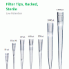10uL DiaTEC Filter Pipette Tips, Clear, Low Retention, PP, Universal, Filtered, Sterile, 10 x 96/pk