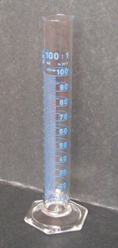 Glass 250ml Graduated Cylinder w. Hex Base & Pourout