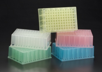 96 Place BioBlock Deep Well, Round Bottom Plate with 1.2 ml Capacity, PP, Pink, Non Sterile, Bulk