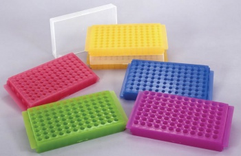 96-Well Rack, Polypropylene, Red, Each